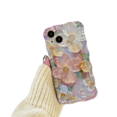 Oil Painting Texture Floral iPhone Case with Phone Strap