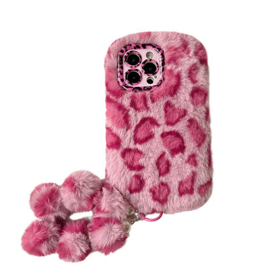 Leopard Furry Kickstand iPhone Case