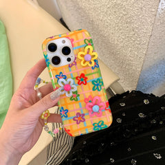 Dopamine Gingham Floral iPhone Case