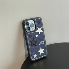 Starry Denim Embroidered iPhone Case