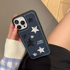 Starry Denim Embroidered iPhone Case