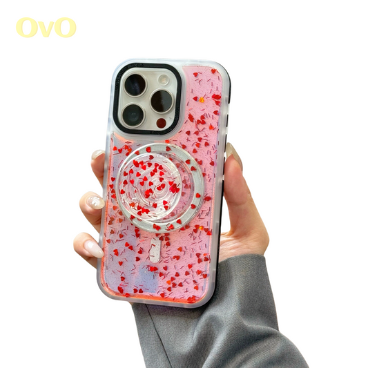 Colorful drops laser heart magnetic iPhone case