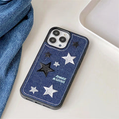 Starry Denim Embroidered iPhone Case