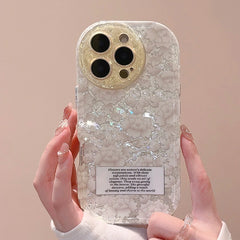 Wrinkled Gold Circle Floral iPhone Case