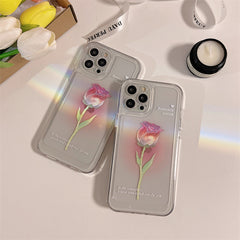 Pink Rose Clear iPhone Case