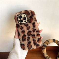 Leopard Furry Kickstand iPhone Case