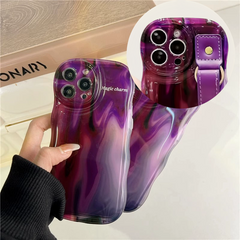 Purple Pearl Leather Wristband iPhone Case
