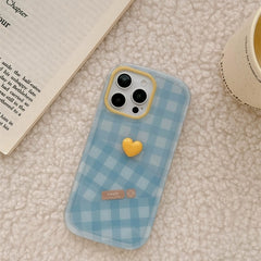 Minimalist Plaid 3D Heart iPhone Case