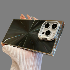 Square Aurora Shining Electroplating Stand iPhone Case
