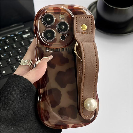 Leopard Print Leather Strap iPhone Case