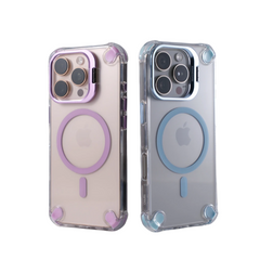 Four Corners Anti-Drop Stand Transparent Magnetic iPhone Case